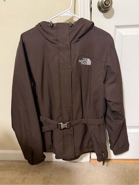 The North Face Dark Brown Hooded Belted Jacket